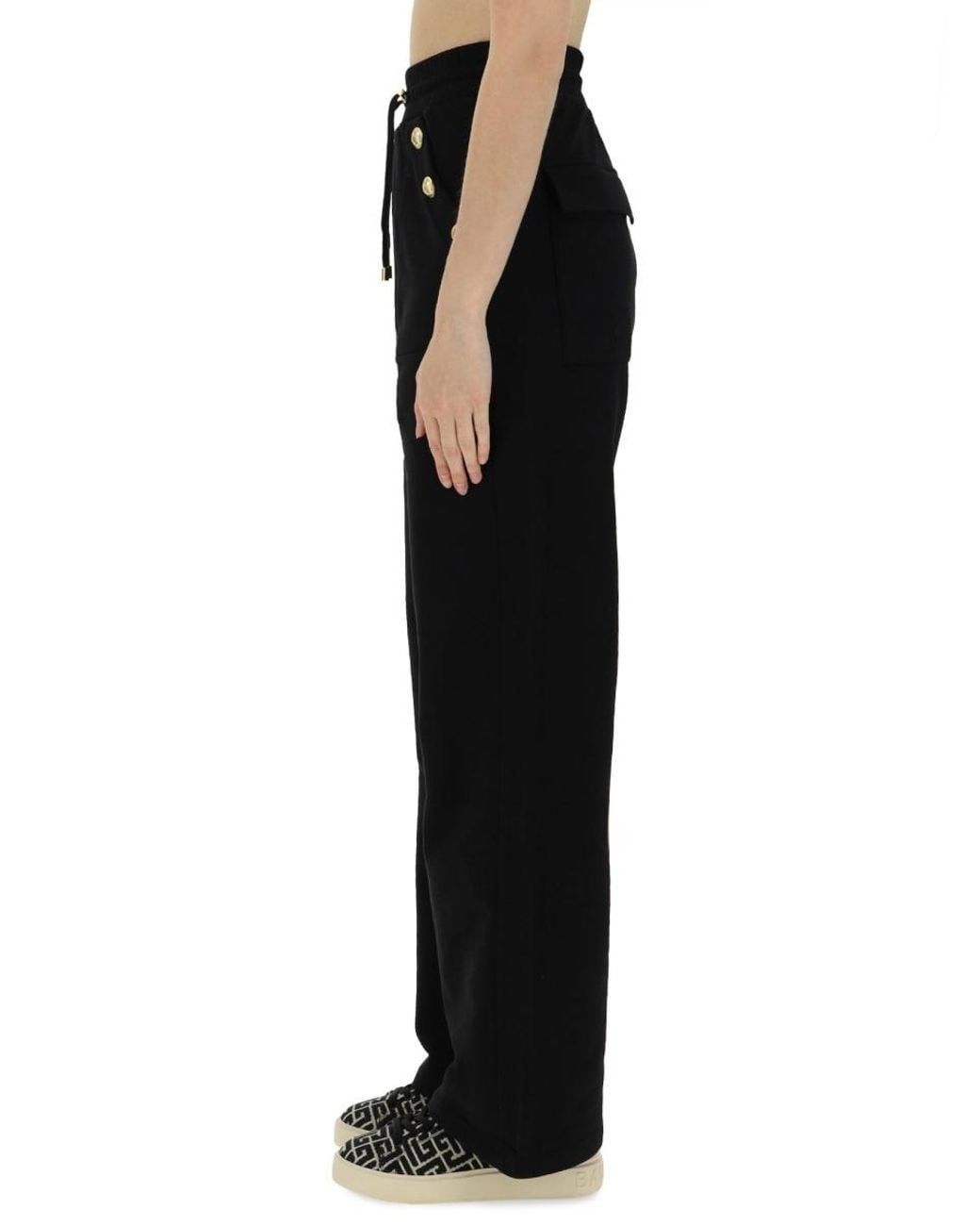Balmain Black Loose-Fitting Buttoned Joggers