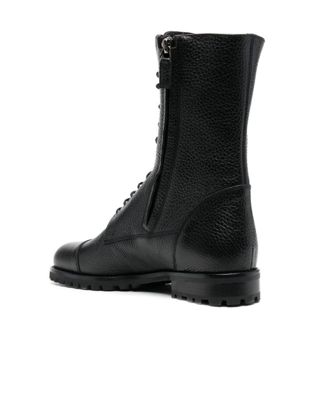 Manolo Blahnik Black Campcha Leather Combat Boots