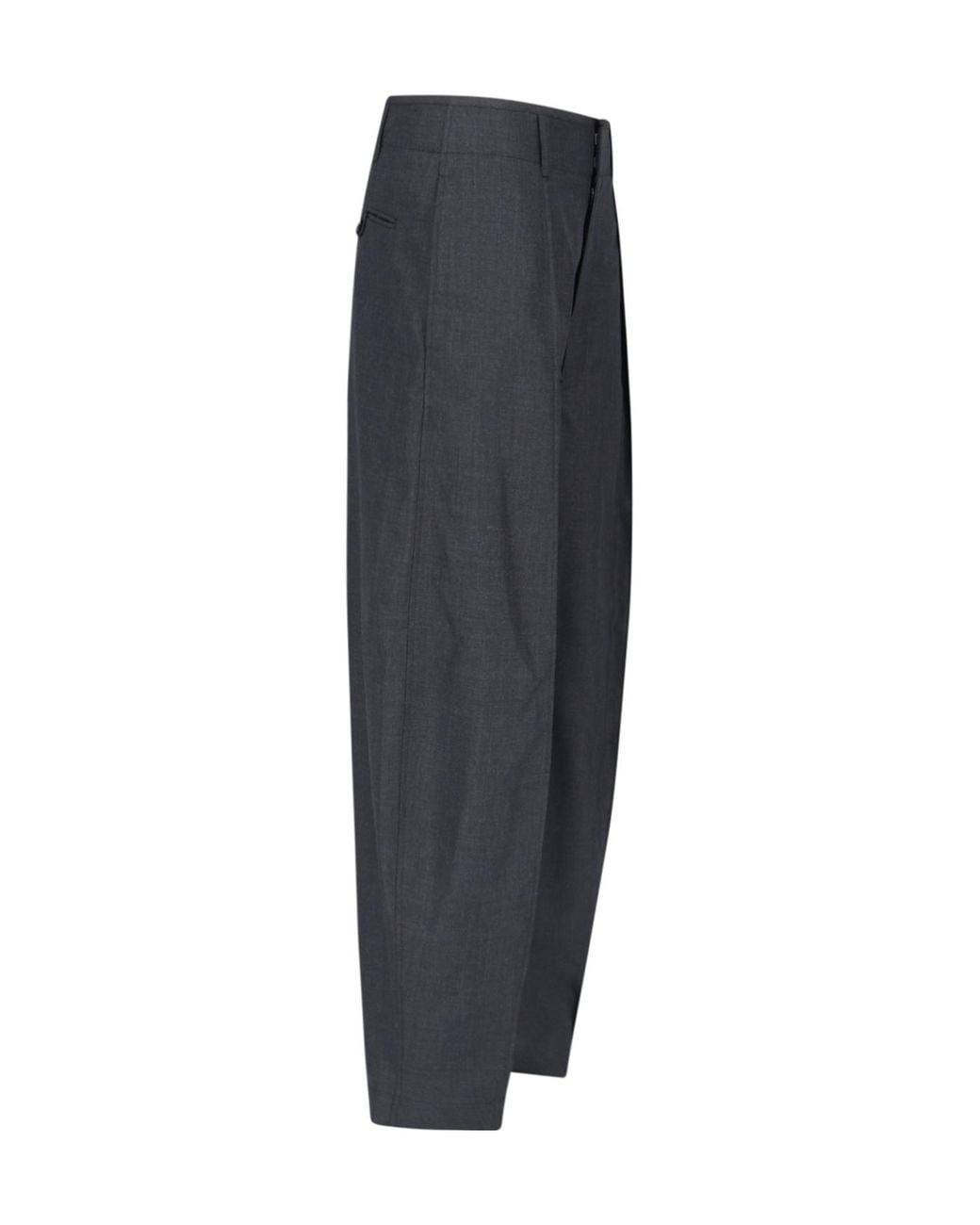 Lemaire Gray Pressed Crease Curved-Leg Trousers
