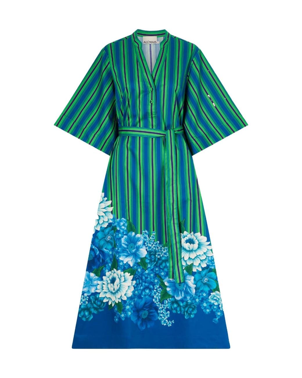 ALÉMAIS Green Margo Tunic Striped Midi Dress
