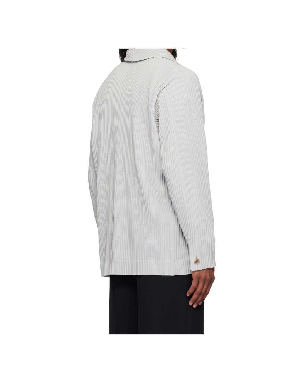 Homme Plissé Issey Miyake Gray Pleated Single-Breasted Blazer for men