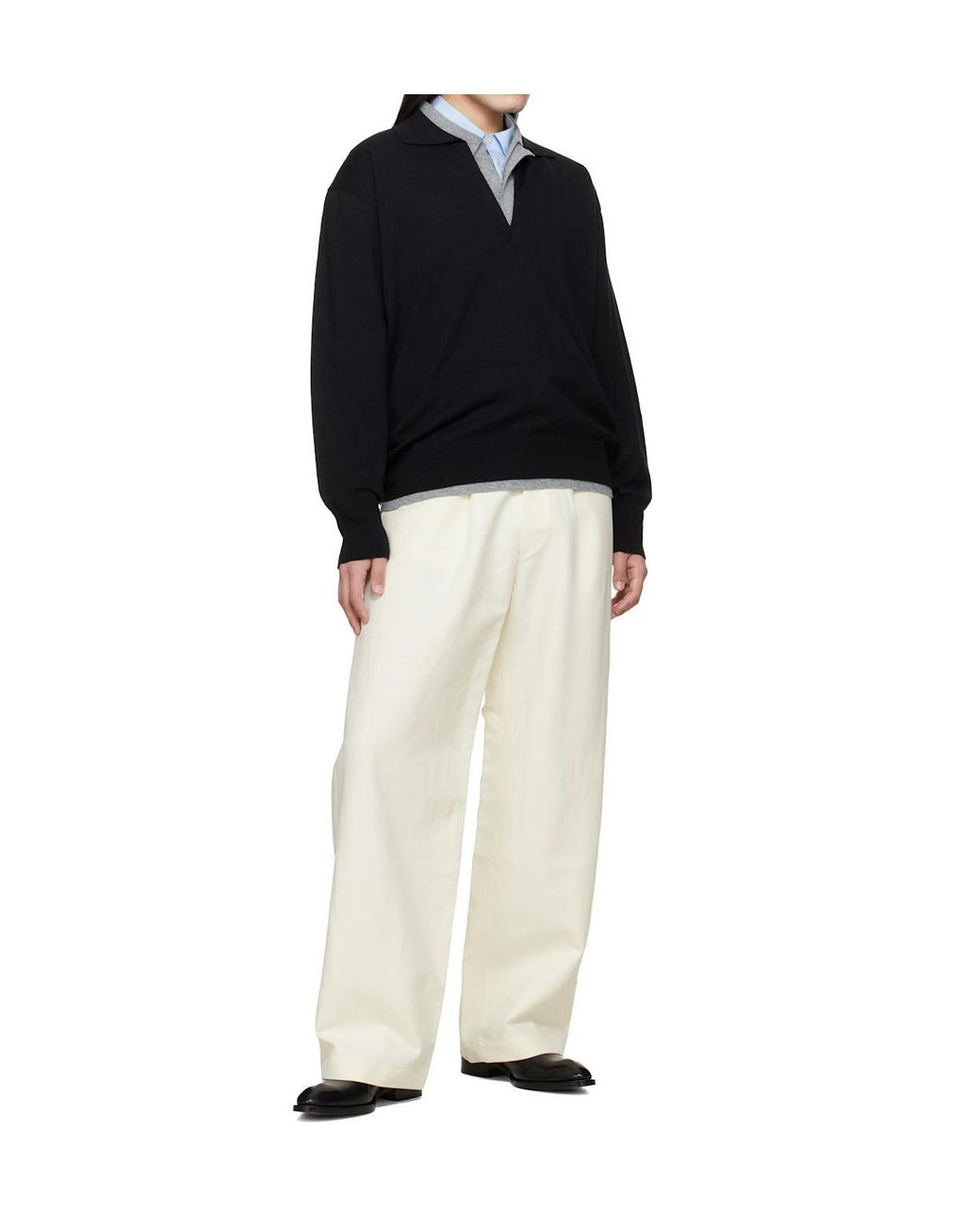 Ssstein Black Long-Sleeved Polo Shirt for men