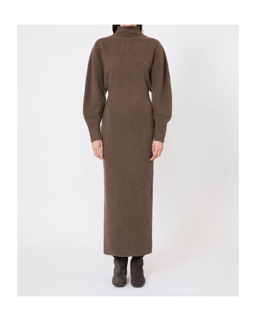 Max Mara Brown Tenuta High Neck Knitted Dress