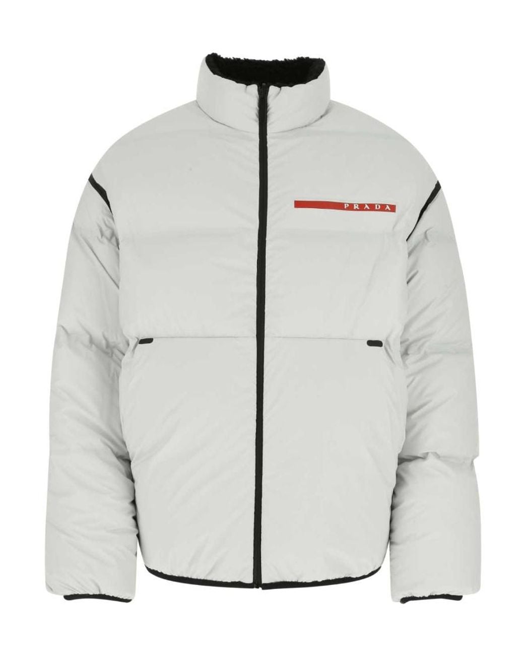 Prada Gray Reversible Cropped Light Re-Nylon Down Jacket for men