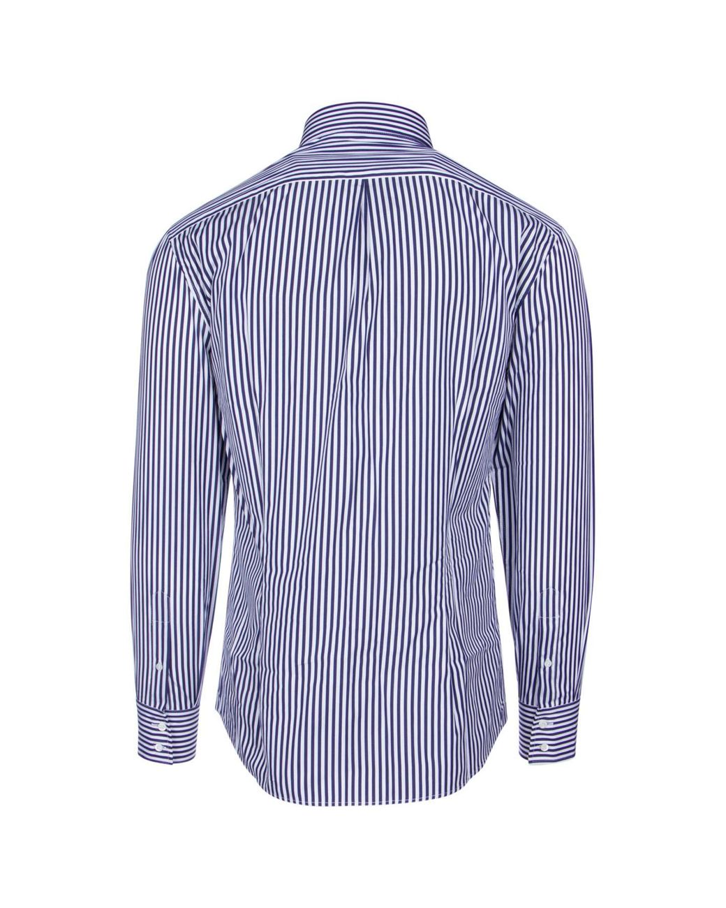 Brunello Cucinelli Blue Candy-Stripe Long-Sleeve Shirt for men
