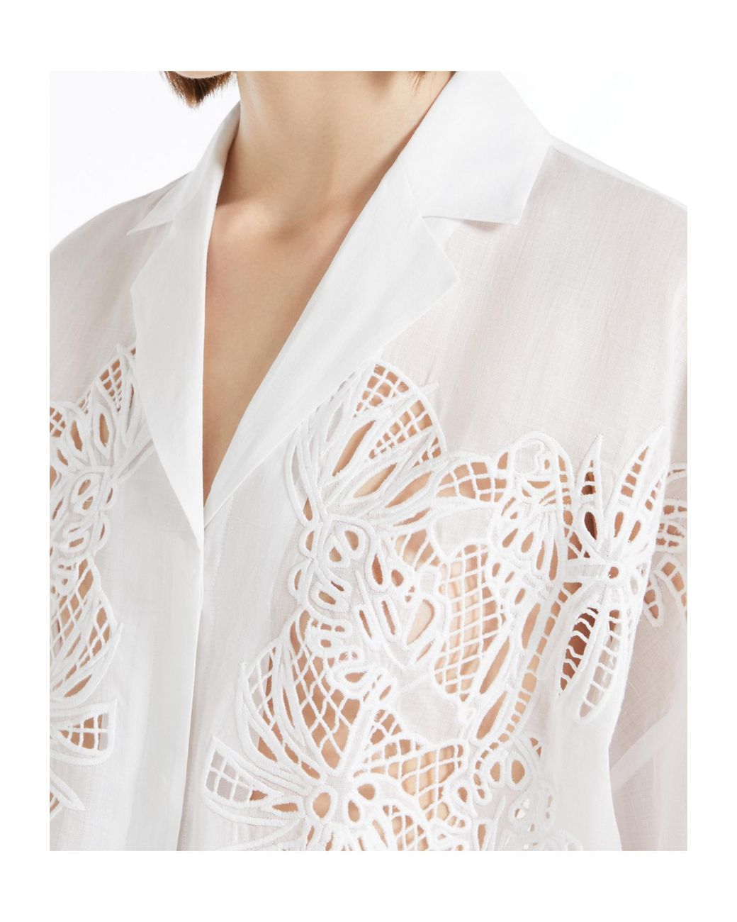 Max Mara White Studio Legno Embroidered Button-Up Shirt