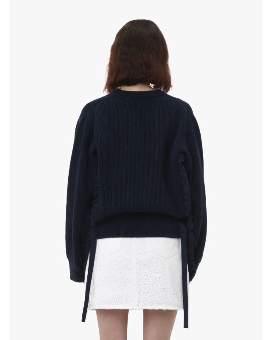 J.W. Anderson Blue Ruched-Detail Wool-Blend Jumper