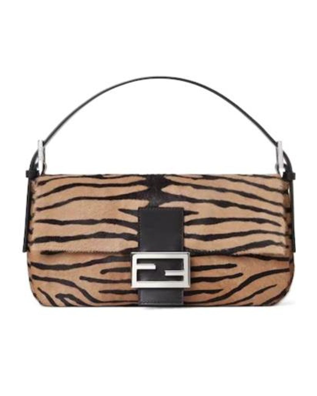 Fendi Metallic Baguette Tiger-Print Shoulder Bag