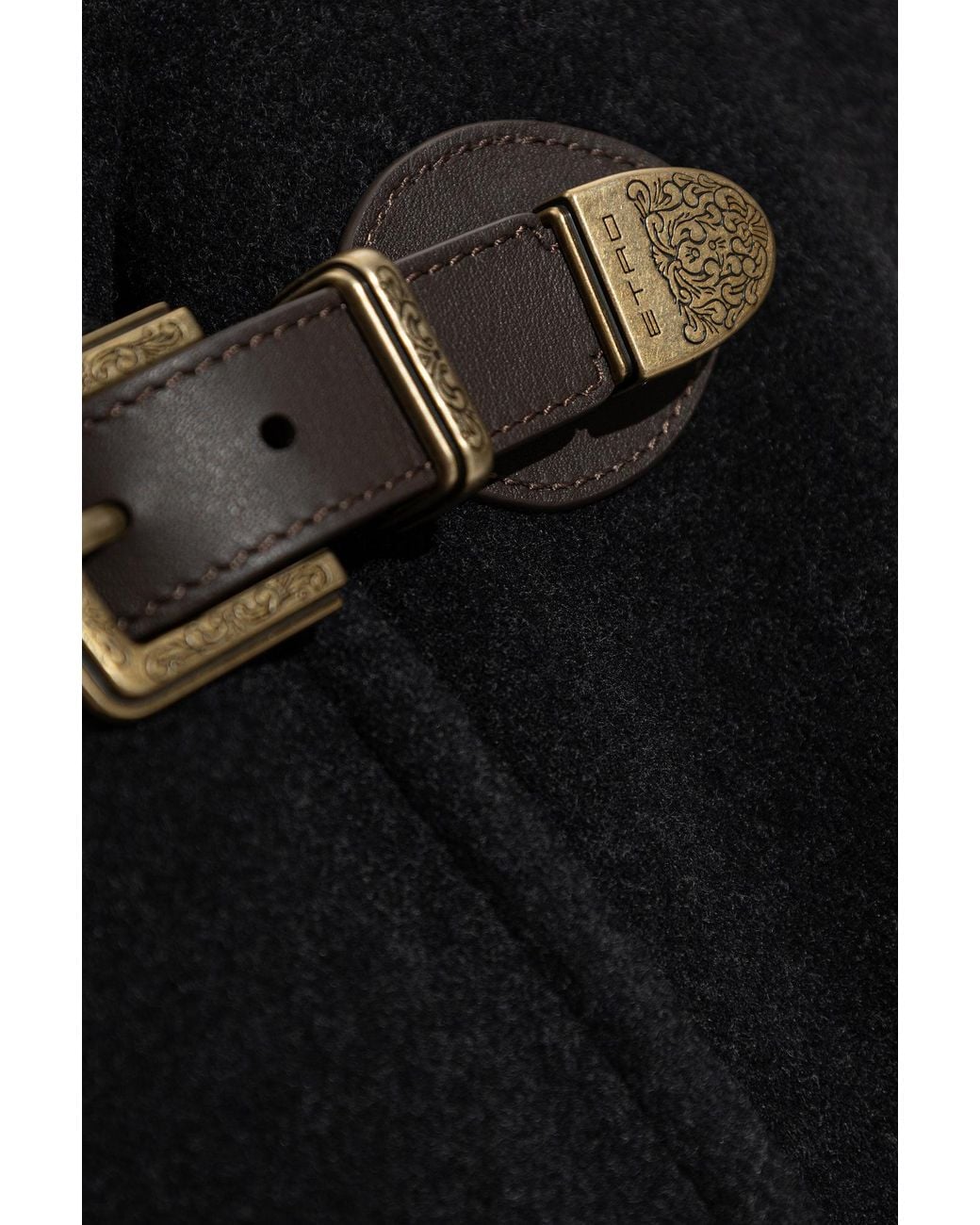 Etro Black Hooded Belted Coat