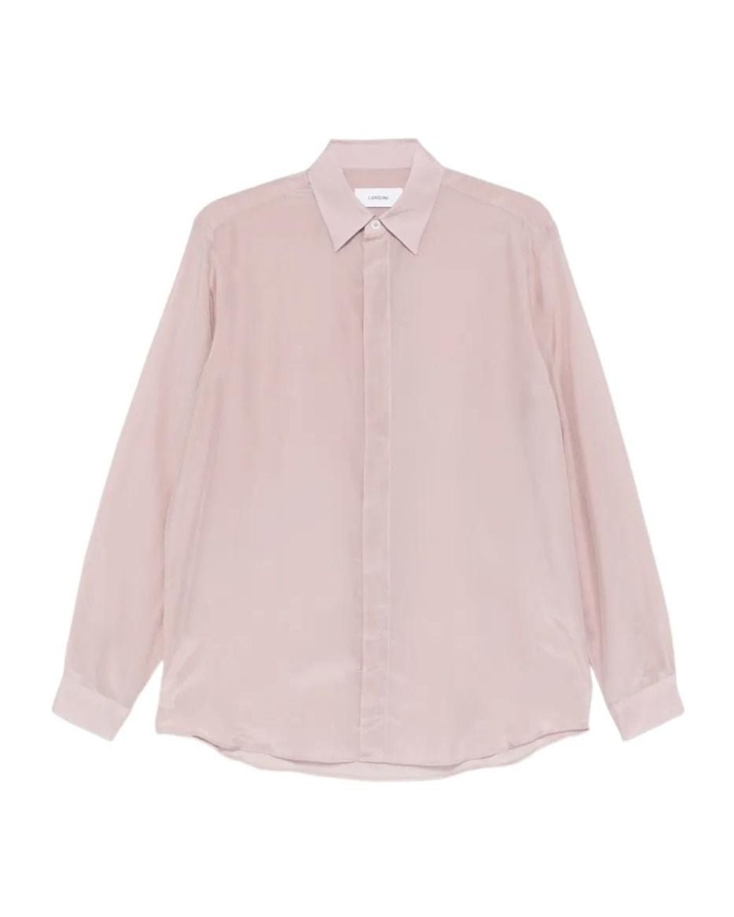 Lardini Pink Concealed-Placket Long-Sleeve Shirt for men