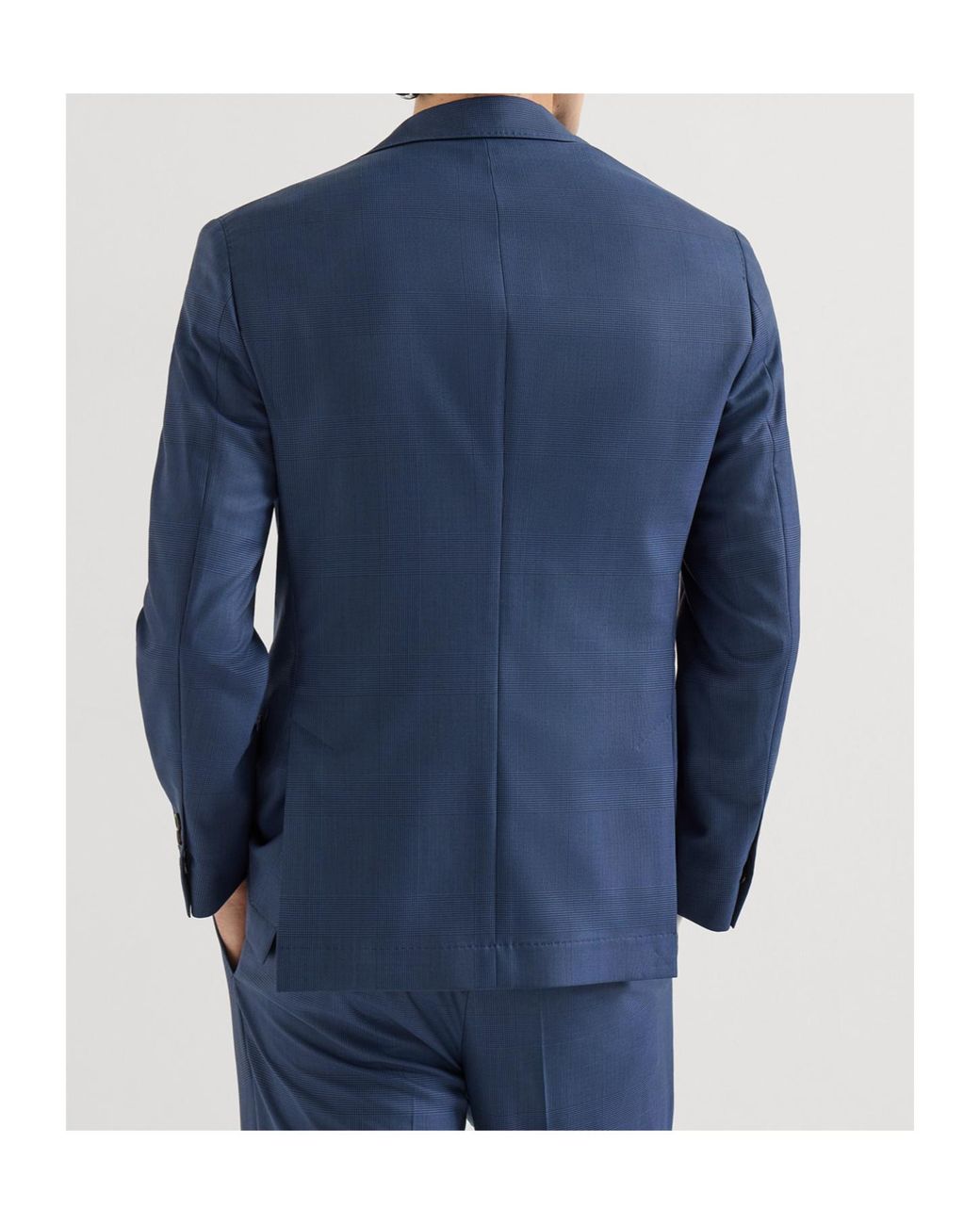 Brunello Cucinelli Blue Super 150S Virgin Wool Prince Of Wales Jacket for men