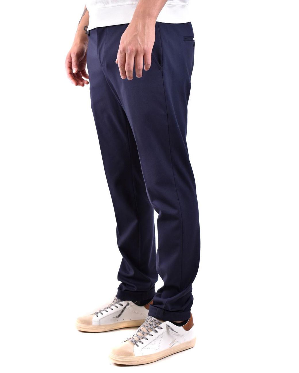 Dondup Blue Belt-Lined Casual Pants for men