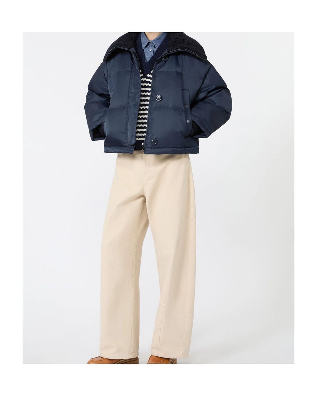 Weekend by Maxmara Blue Wkdspiga V-Neck Striped Knitted Jumper