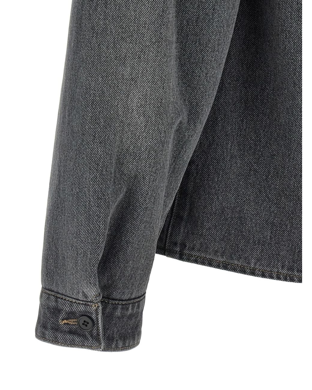Prada Gray Denim Zipped Shirt for men
