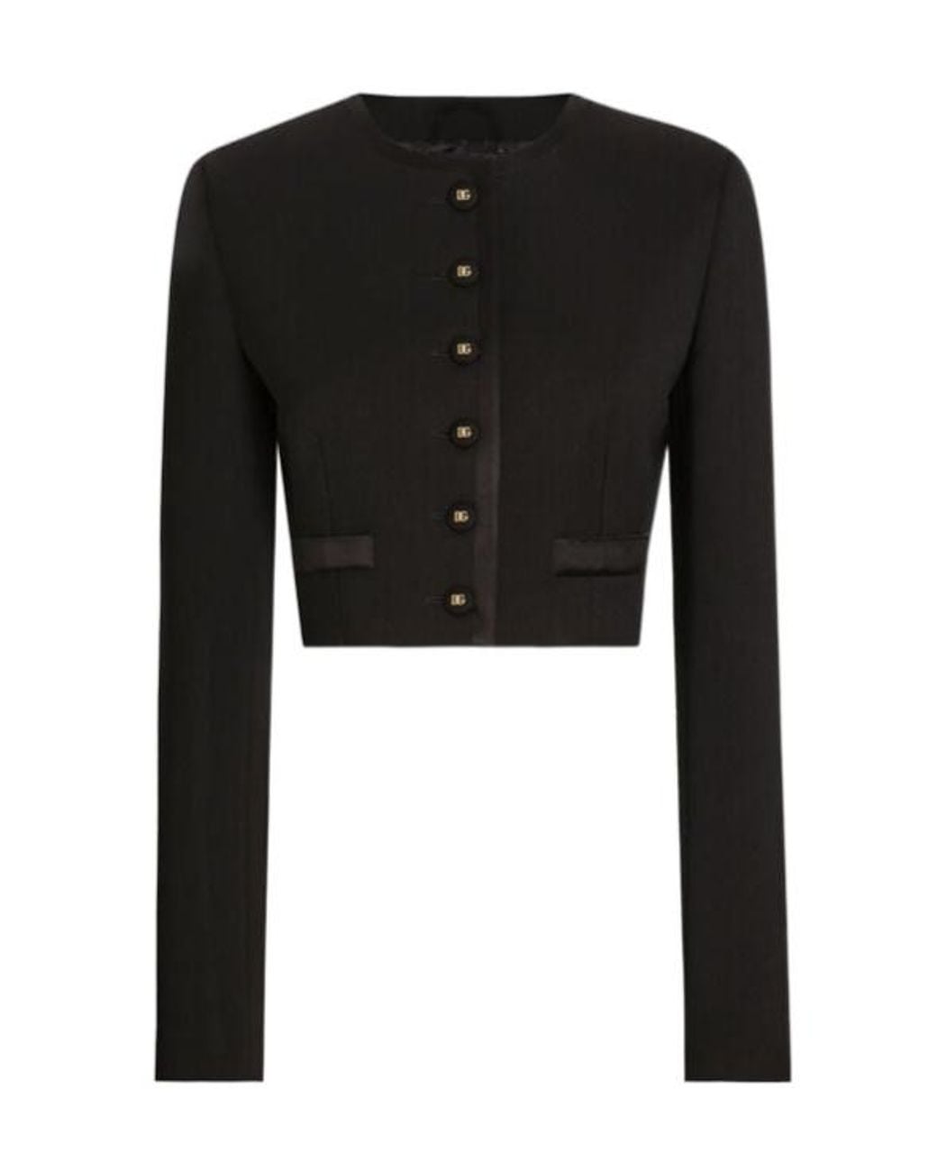 Dolce & Gabbana Black Logo Buttoned Cropped Jacket