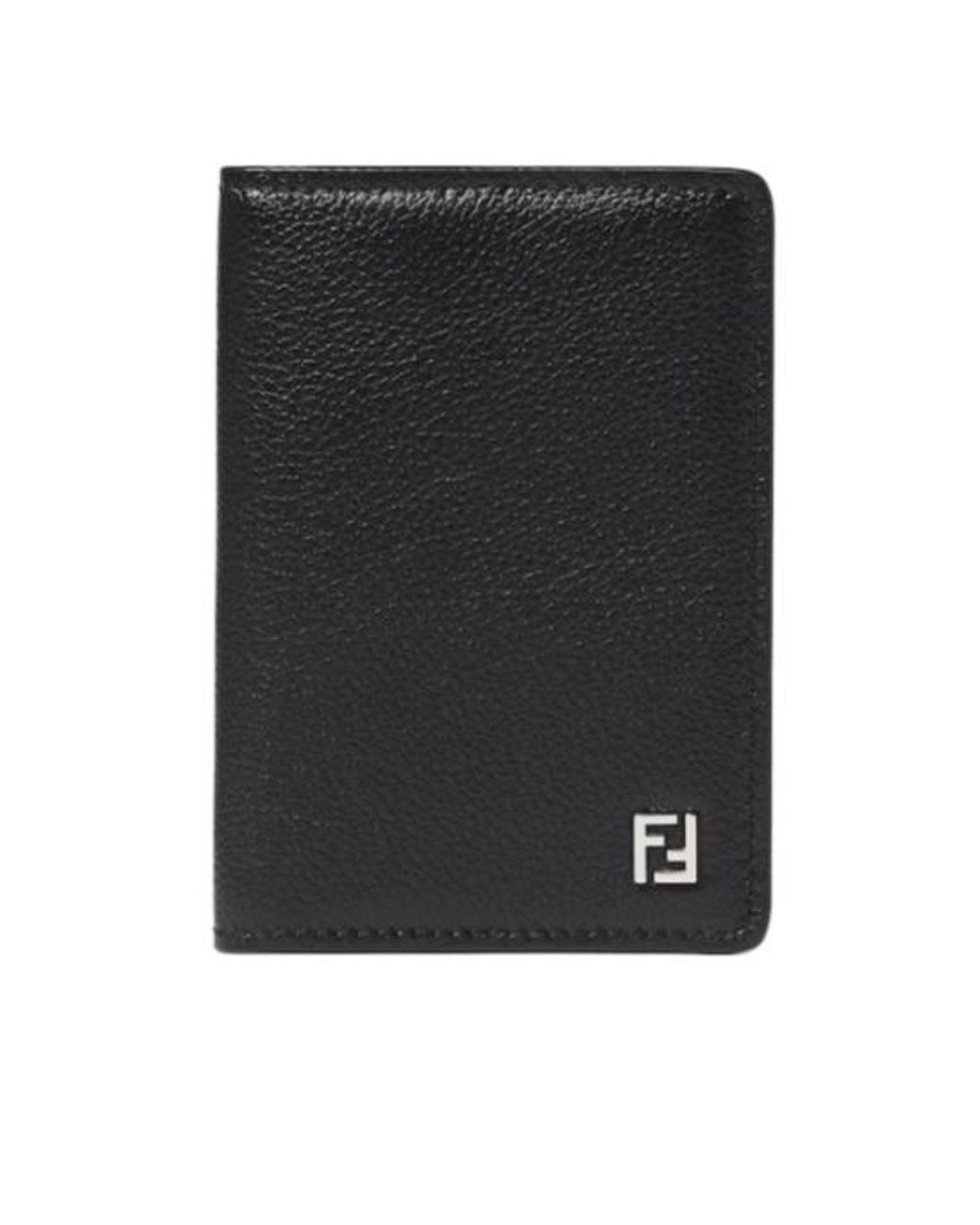 Fendi Black Full-Grain Leather Card Holder for men