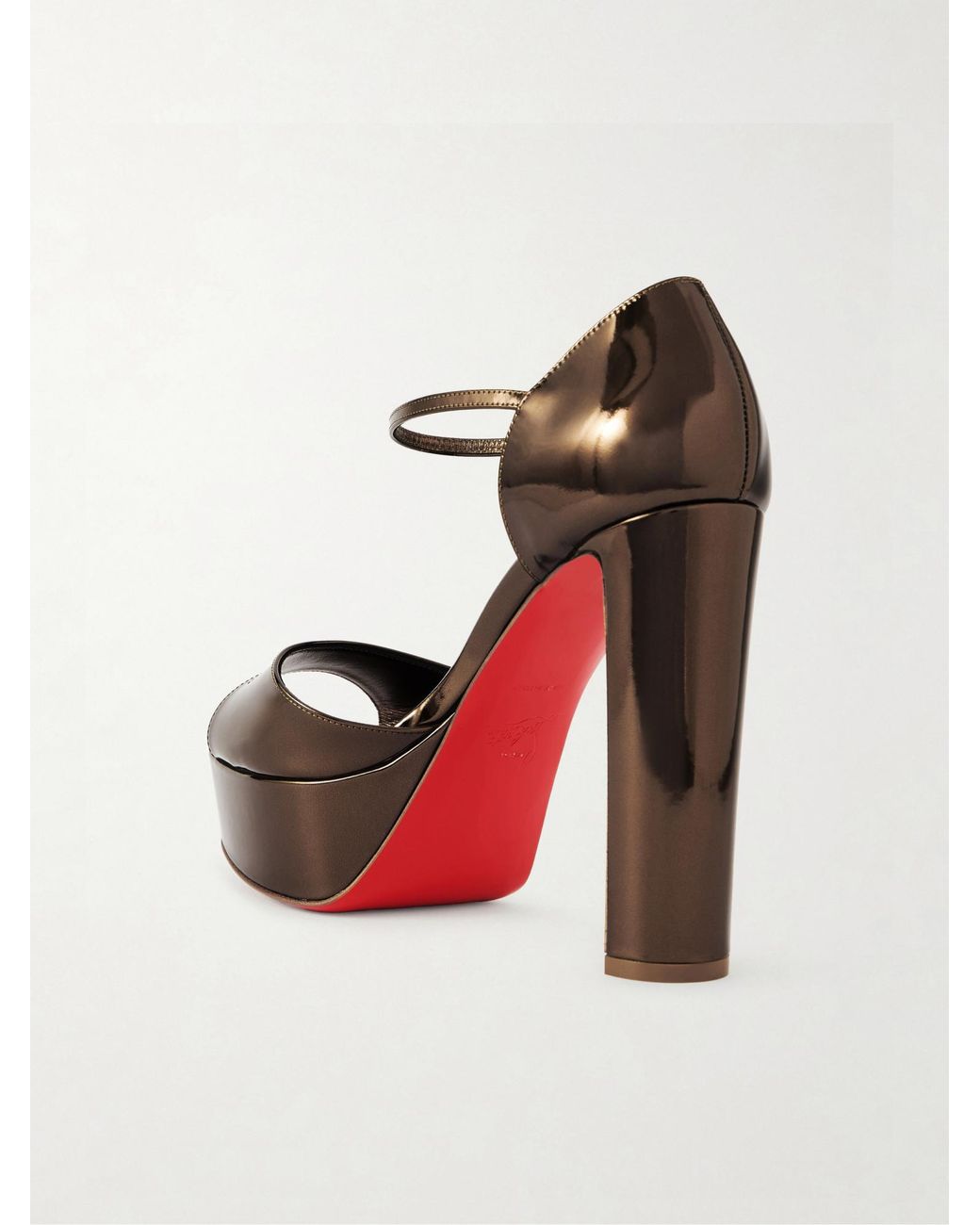 Christian Louboutin Brown Sandaloo Metallic-Leather Sandals