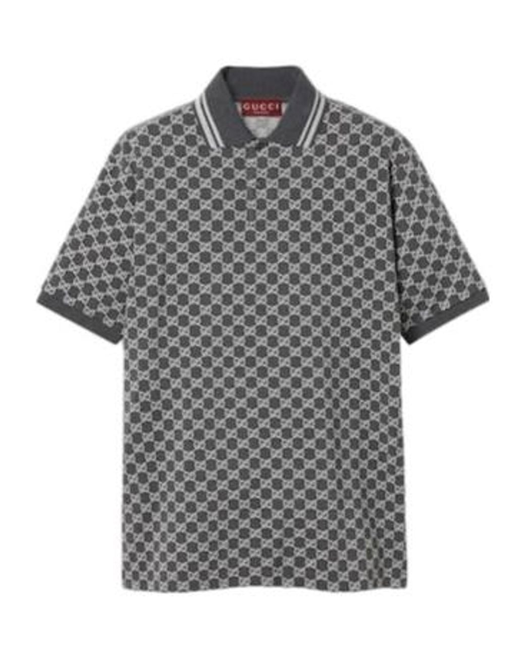 Gucci Gray Gg Jacquard Cotton Piquet Polo Shirt for men