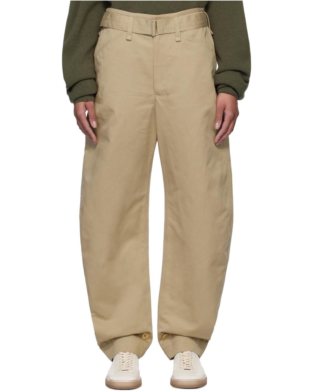Lemaire Natural Belted Tapered Leg Trousers