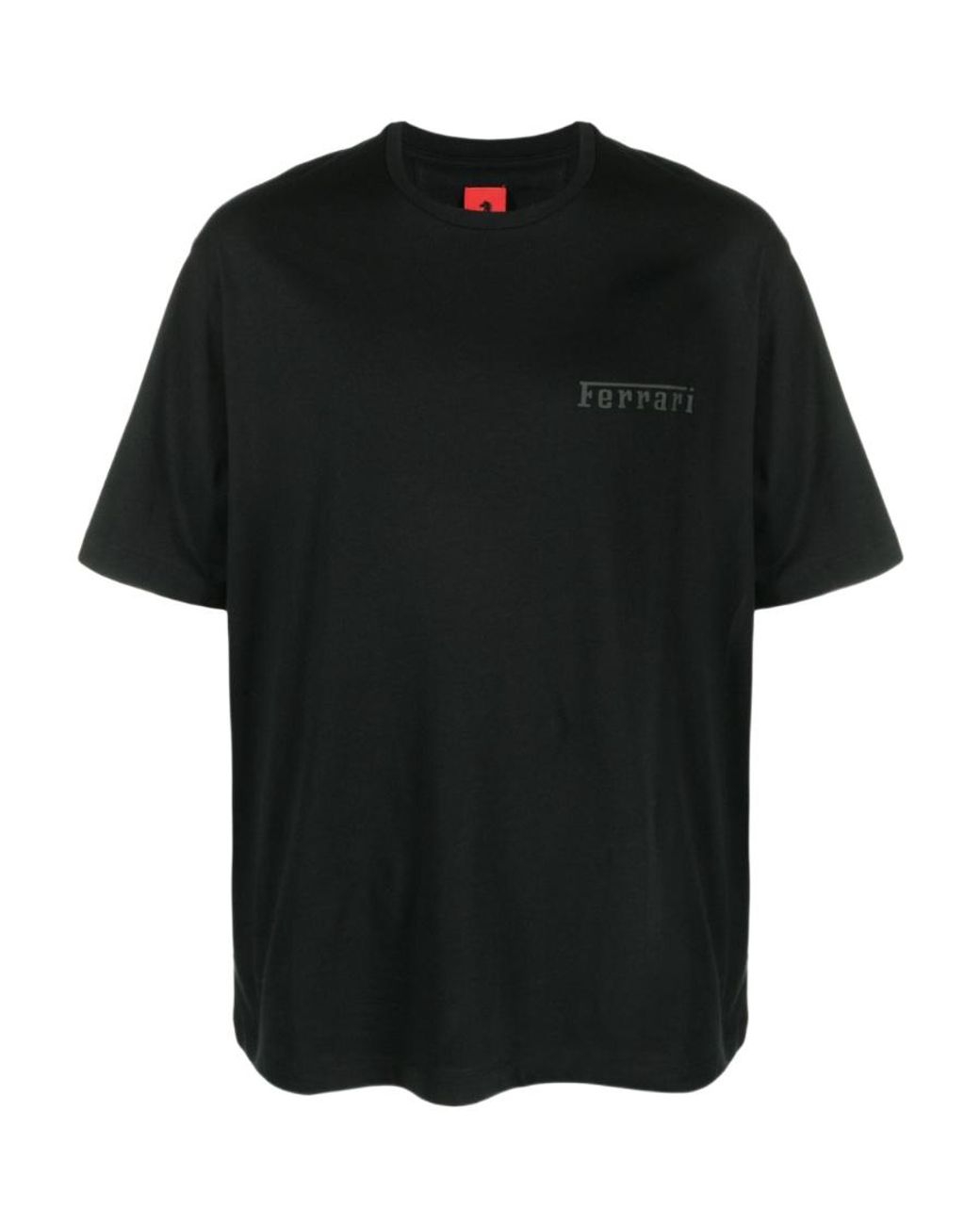 Ferrari Black T-Shirt With Round Neck And Short Sleeves for men