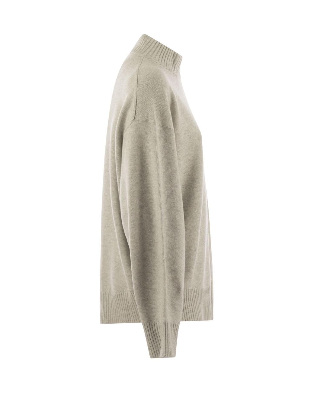 Brunello Cucinelli Gray Turtleneck Knitted Jumper