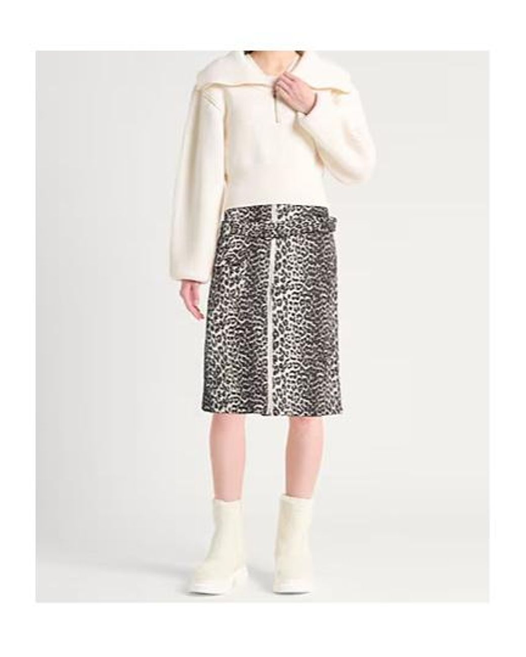 Ganni White Printed Pencil Skirt