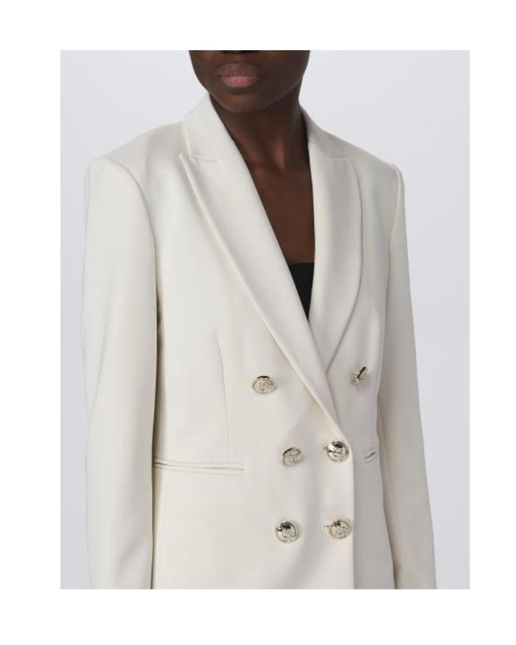 Pinko White Logo-Button Double-Breasted Blazer