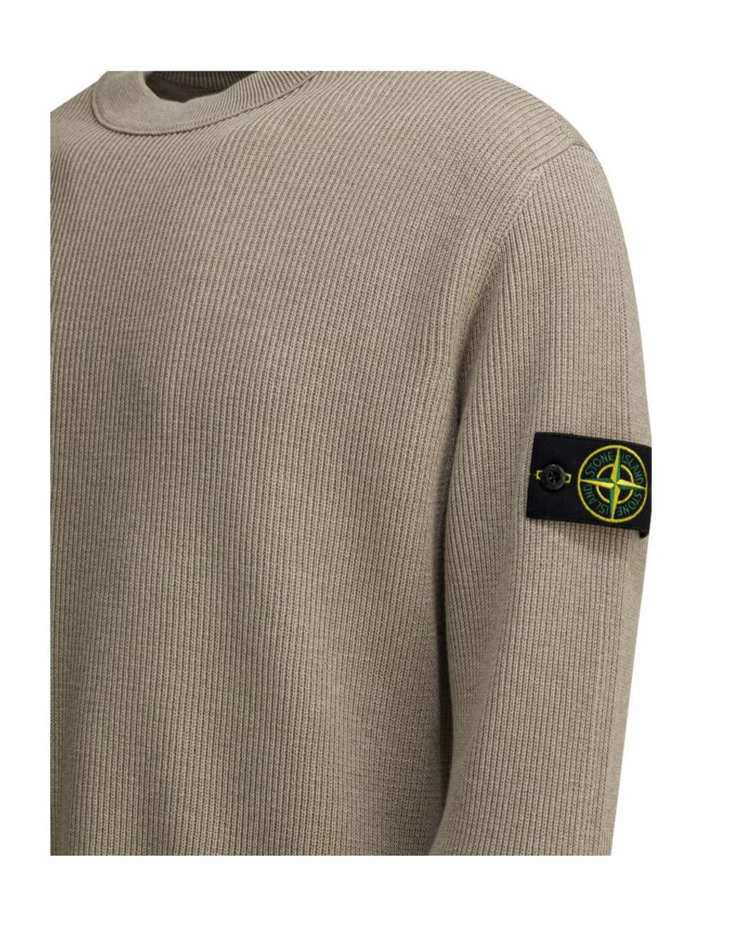 Stone Island Gray Logo Patch Crewneck Sweatshirt for men