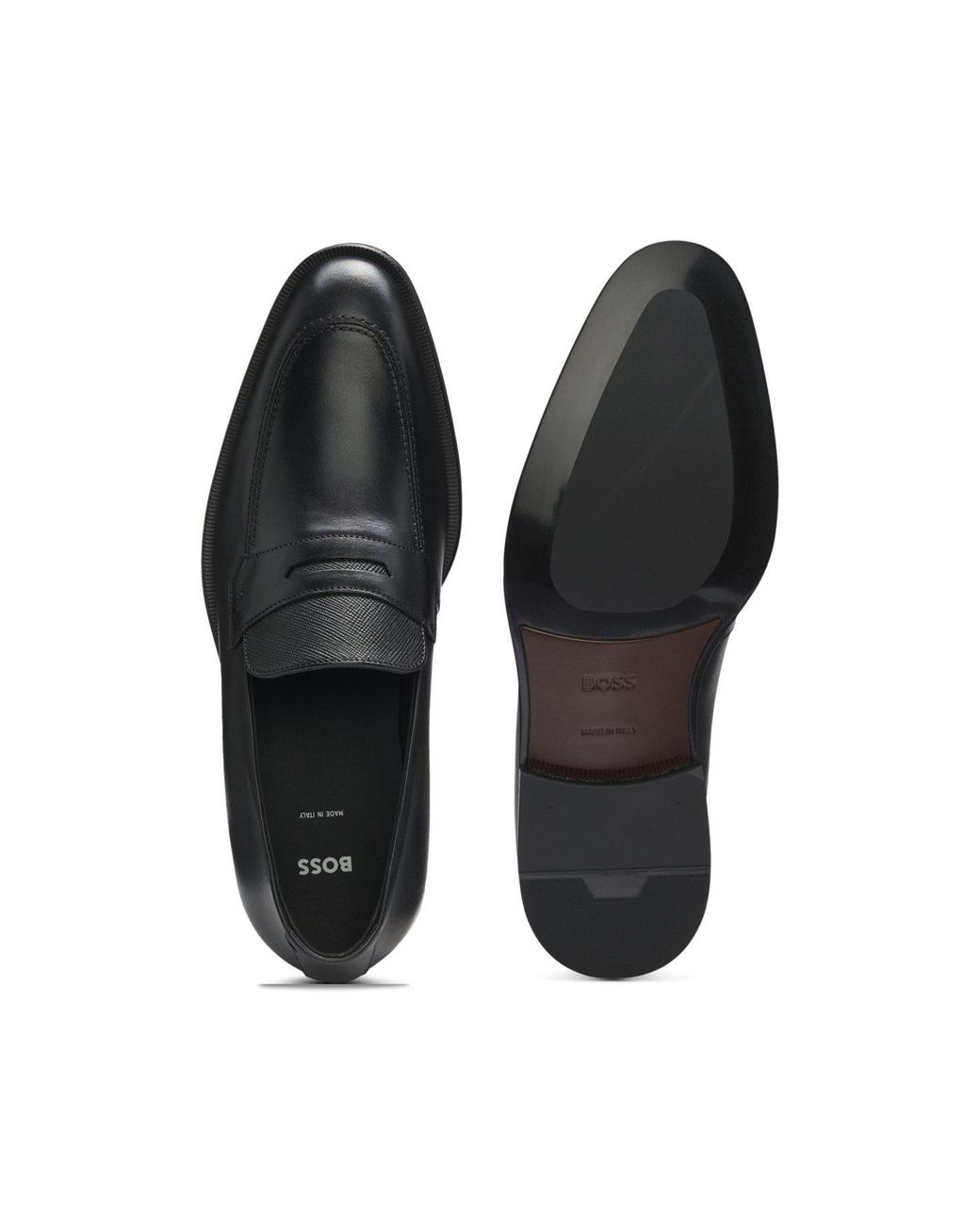 Boss Black Textured-Tongue Loafers for men