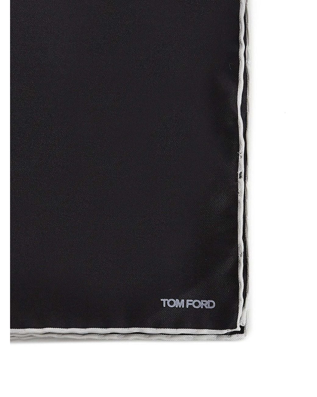 Tom Ford Black Embroidered Square Scarf With Logo for men