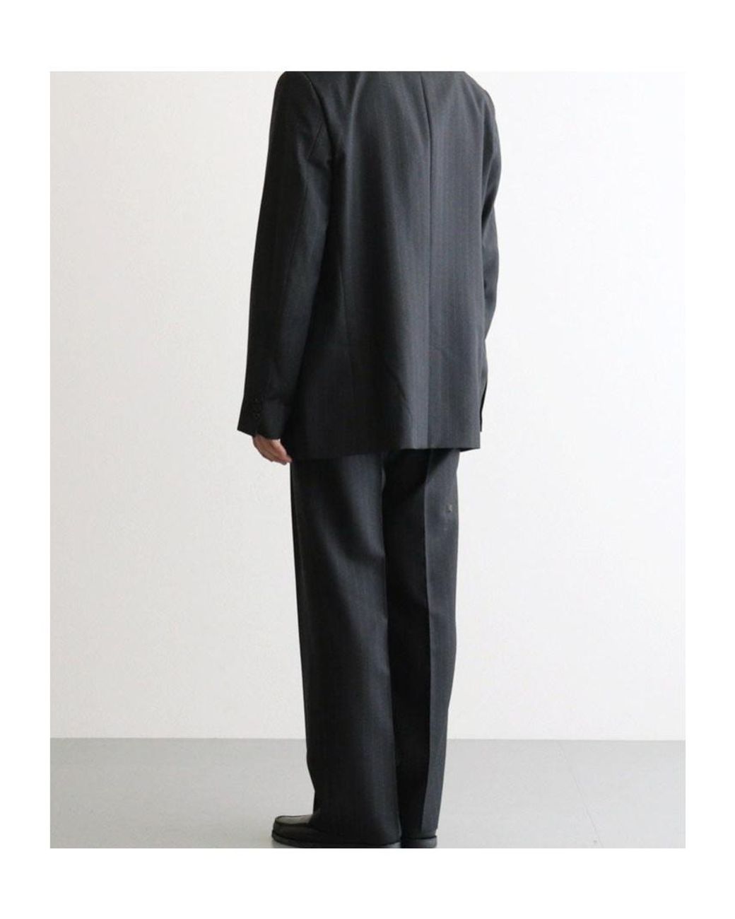 Auralee Black Bluefaced Two-Tuck Slacks for men