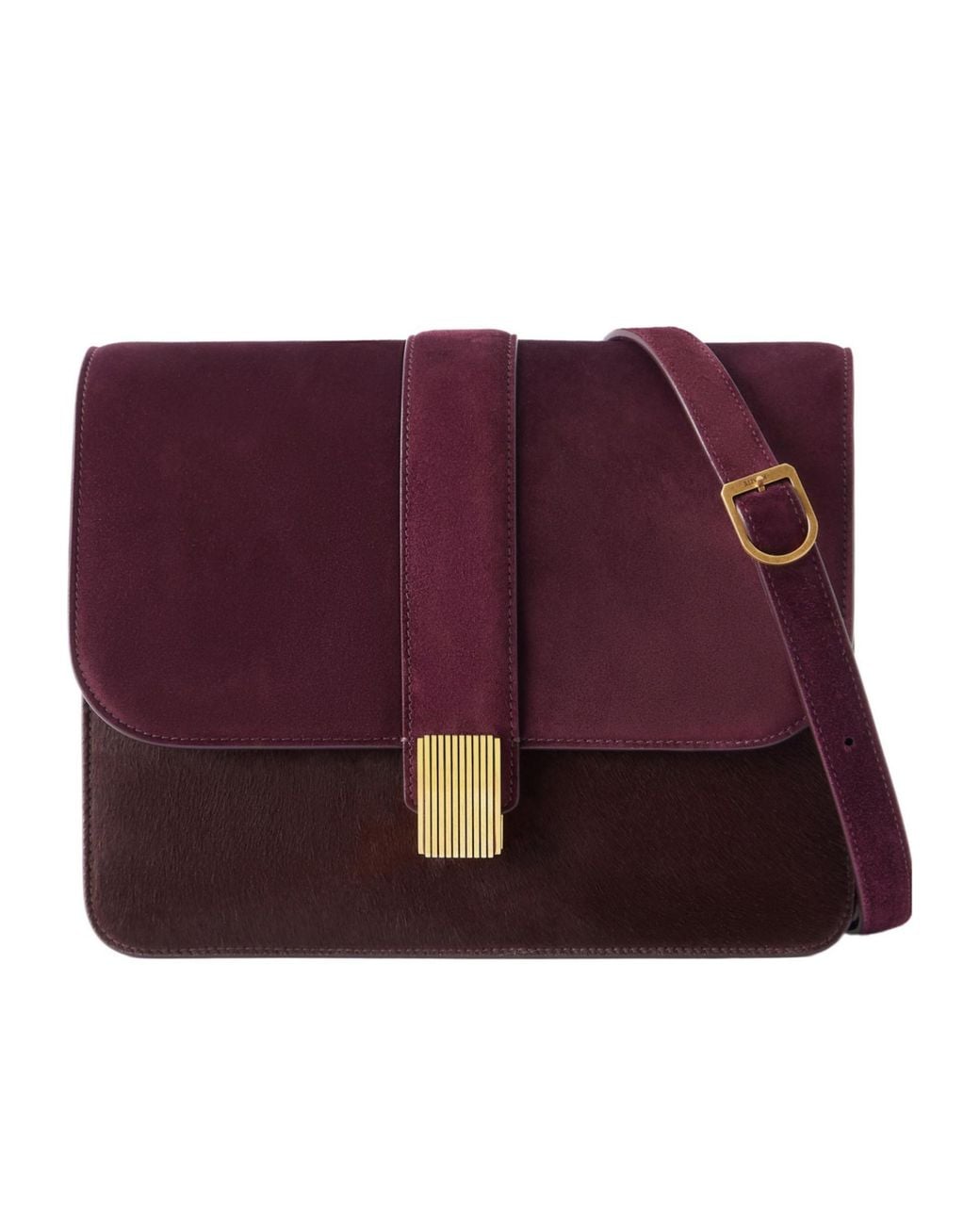 Khaite Purple Calf Hair-Trimmed Suede Shoulder Bag