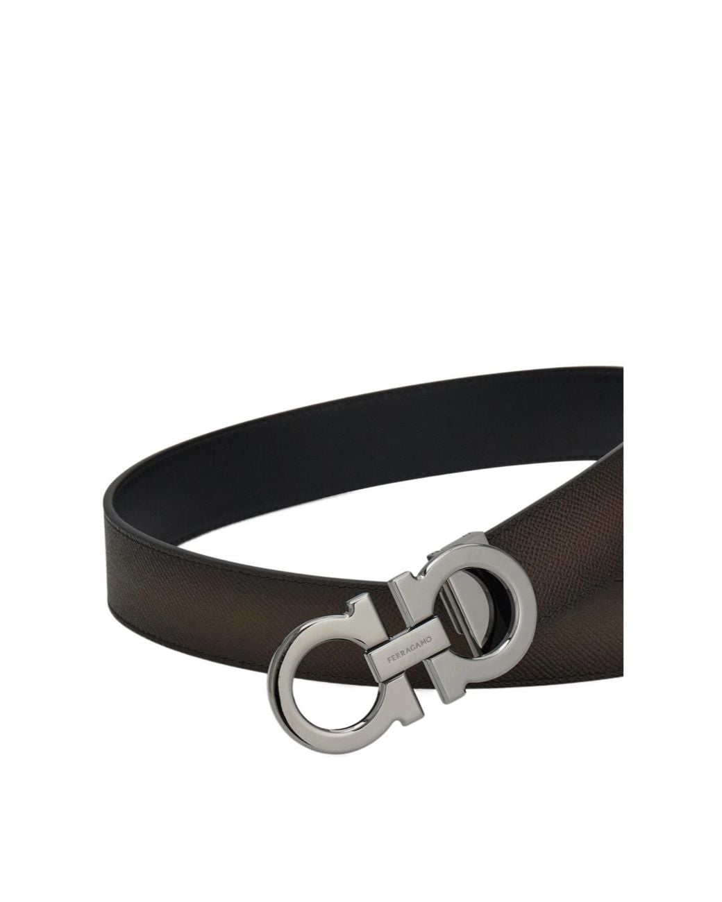 Ferragamo White Ferragamo Gancini Buckle Reversible Belt for men