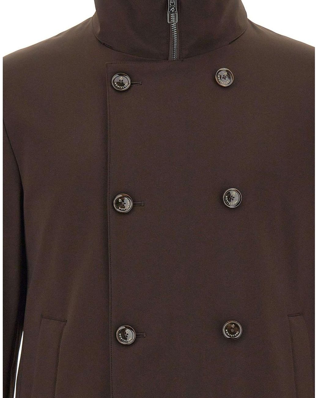 Montecore Brown Quilted Bib Double-Breasted Coat for men