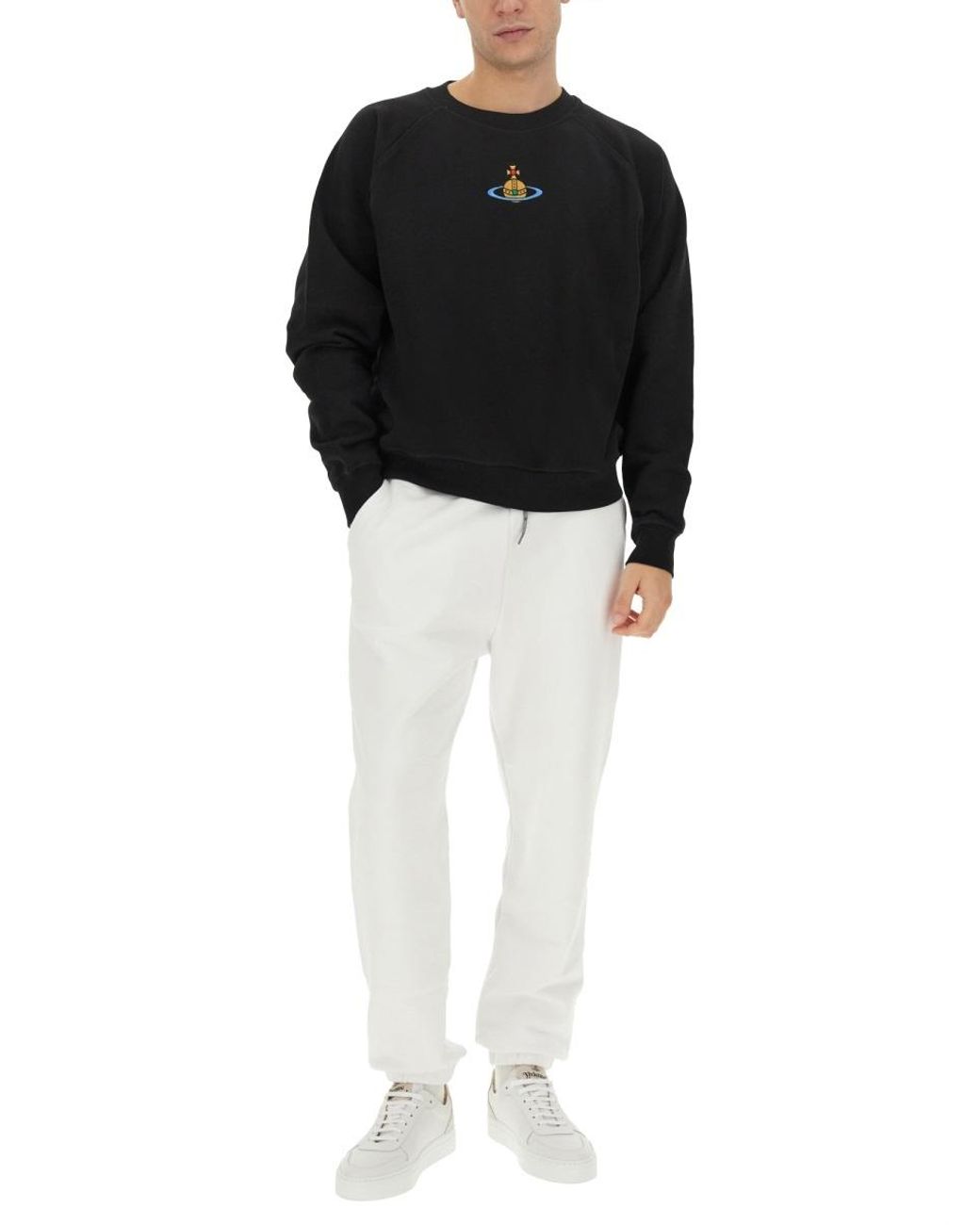 Vivienne Westwood White Orb-Embroidered Cotton Track Pants for men
