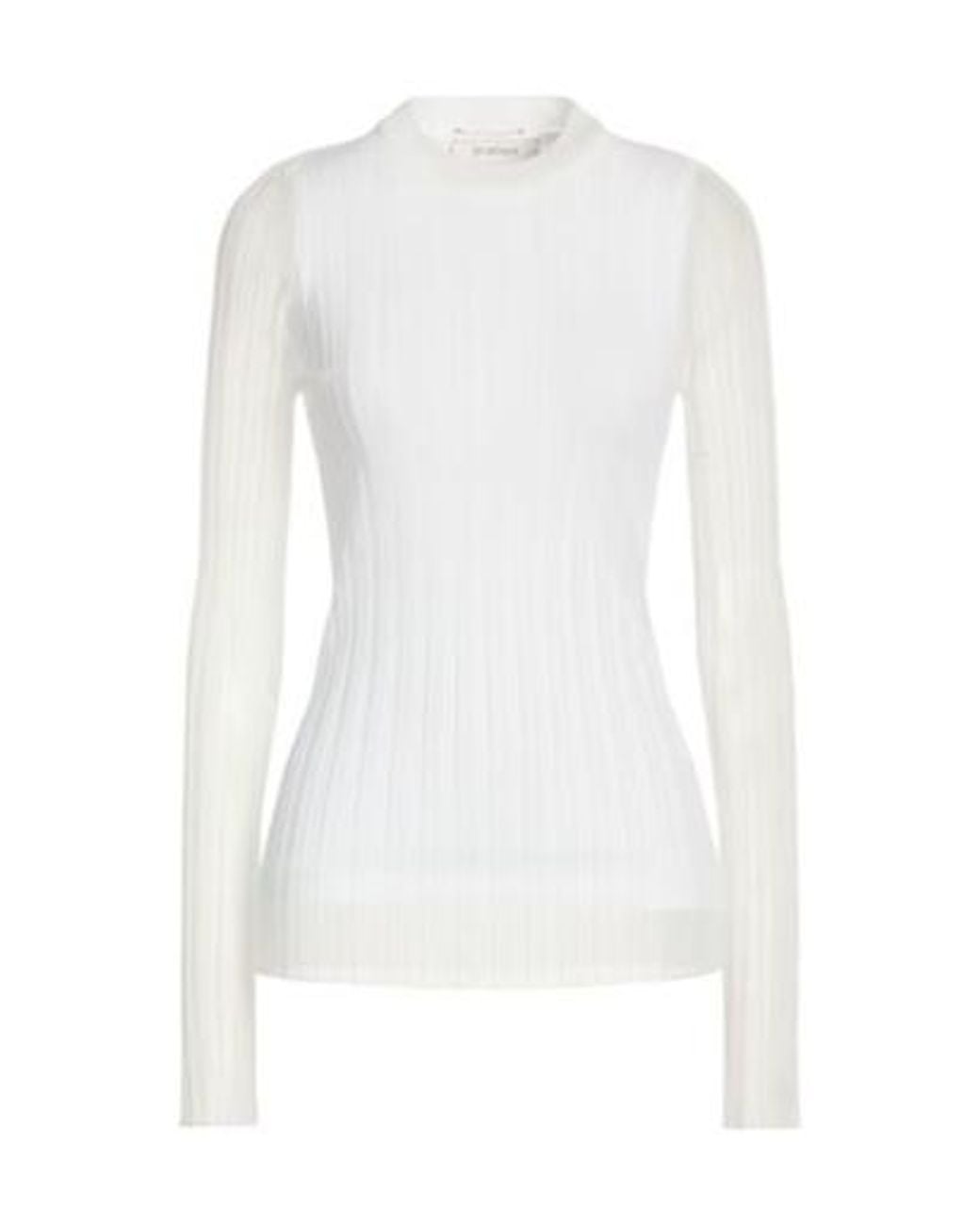 Sportmax White Solid Sheer Long-Sleeve Top