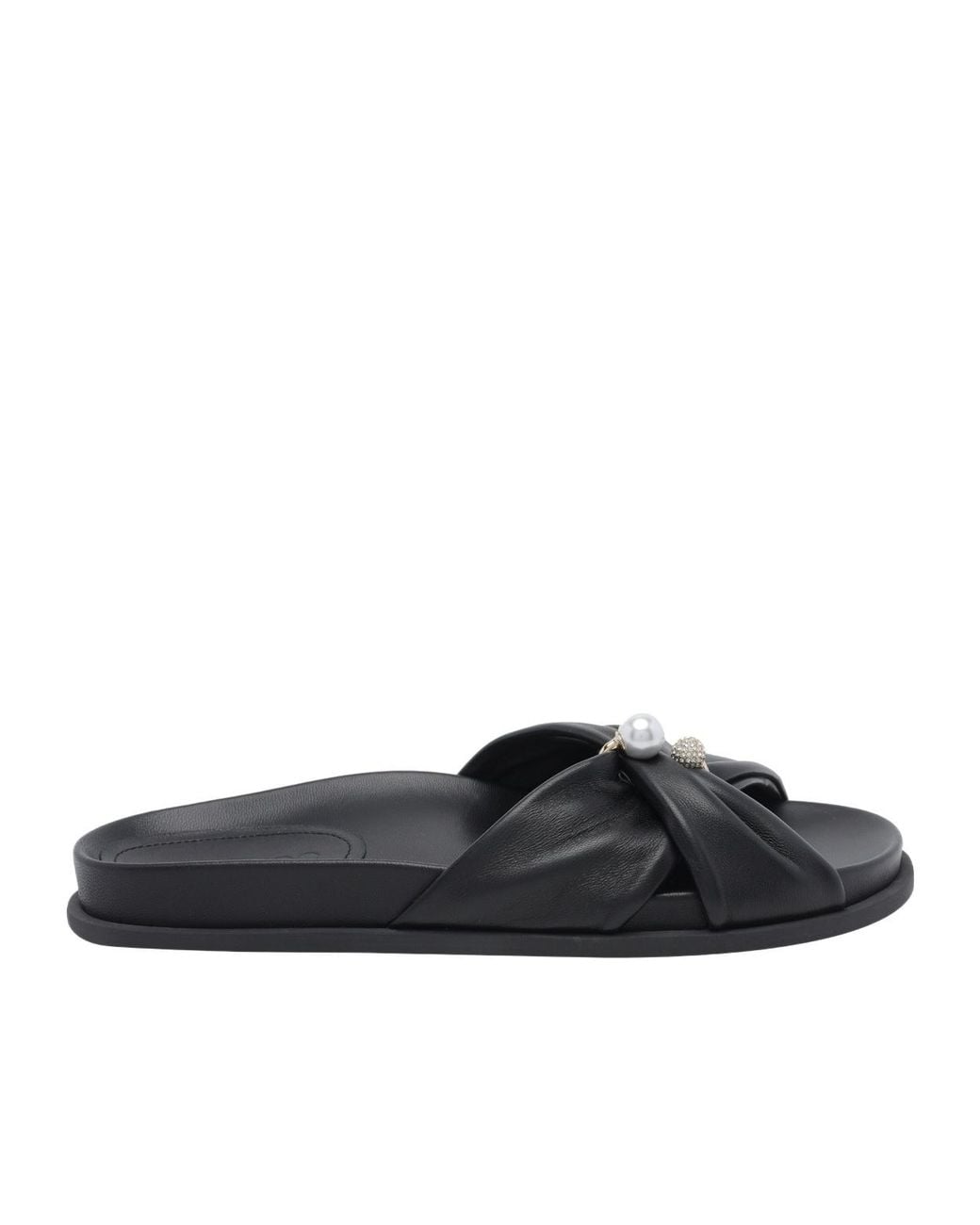Jimmy Choo Black Rafi Pearl Flat Sandals