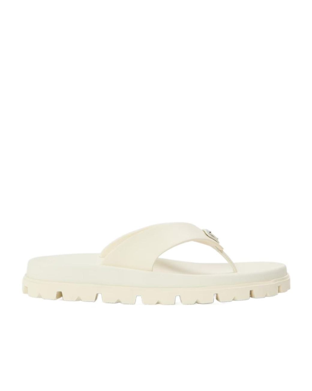 Prada White Logo Flip-Flops