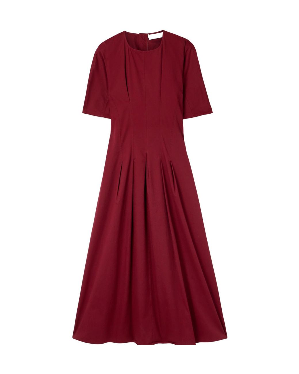Proenza Schouler Red Ainsley Pleated Brushed Cotton-Blend Twill Midi Dress