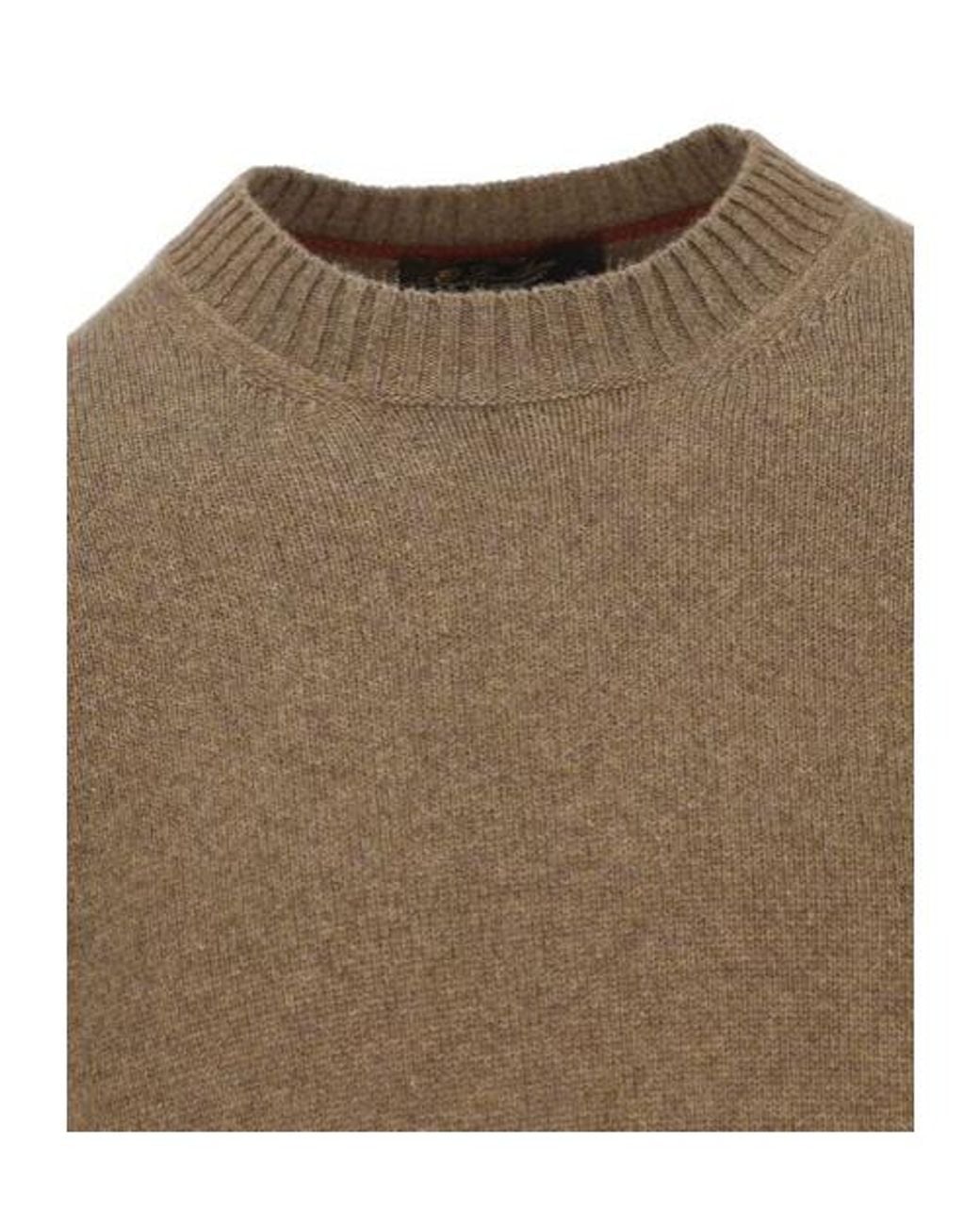 Loro Piana Brown Crewneck Long-Sleeved Jumper for men