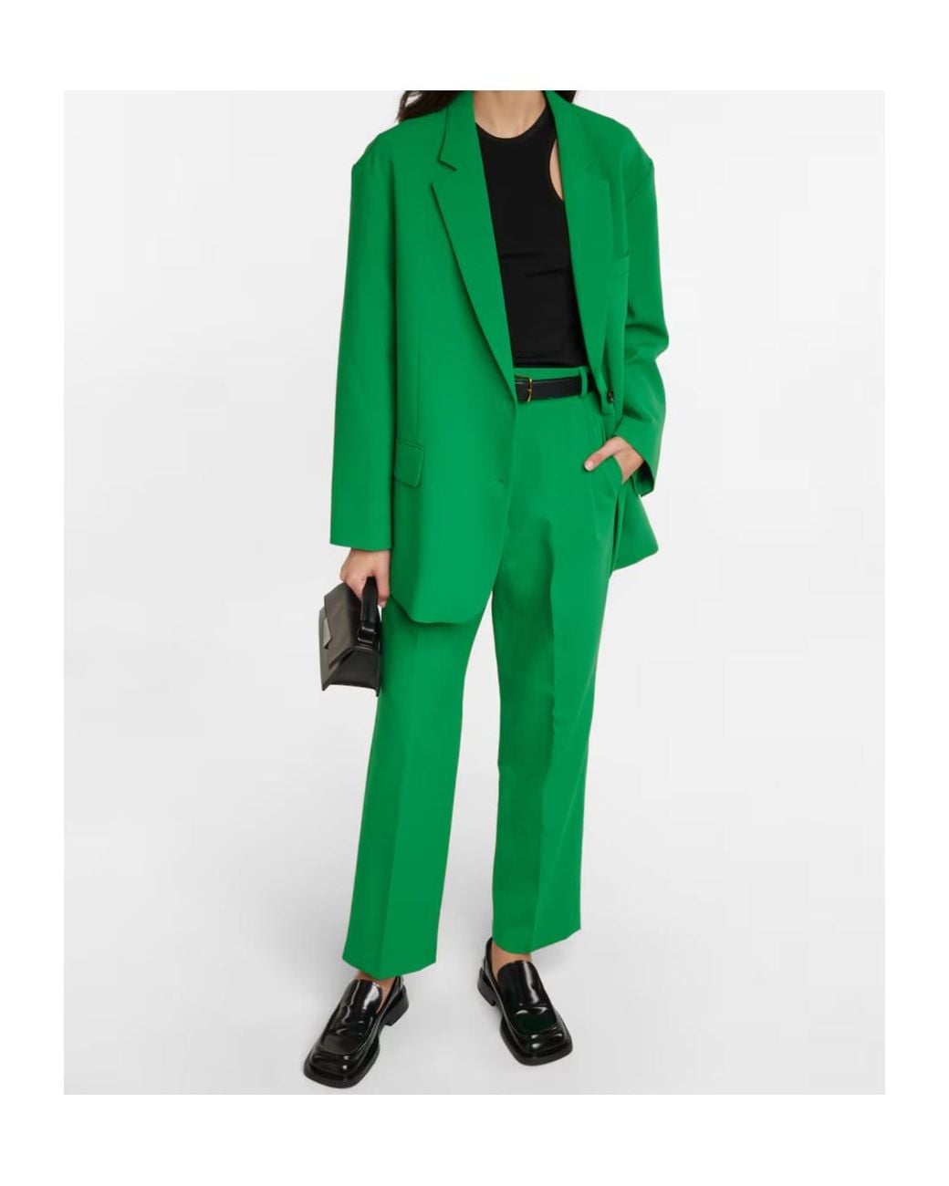 Frankie Shop Green High-Waisted Straight-Leg Casual Pants