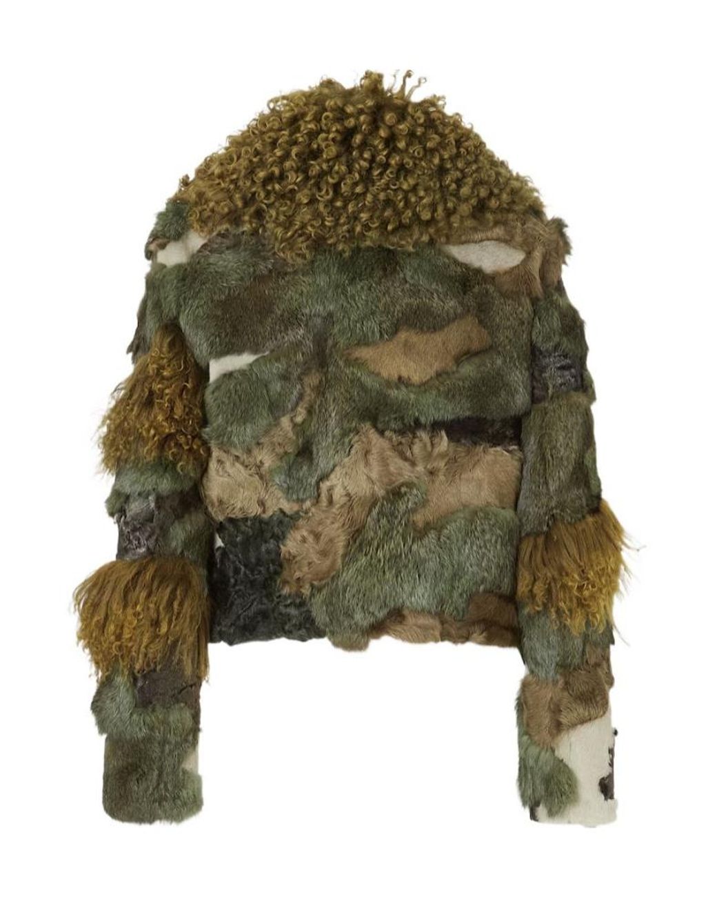 Fendi Green Patchwork Shearling Blouson