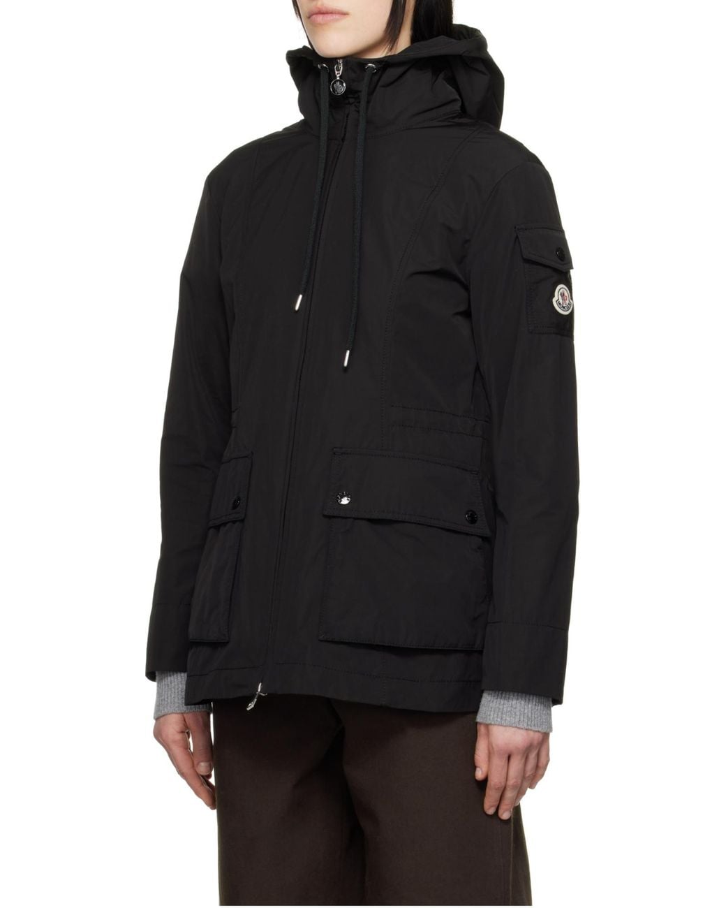 Moncler Black Zip-Up Parka Jacket