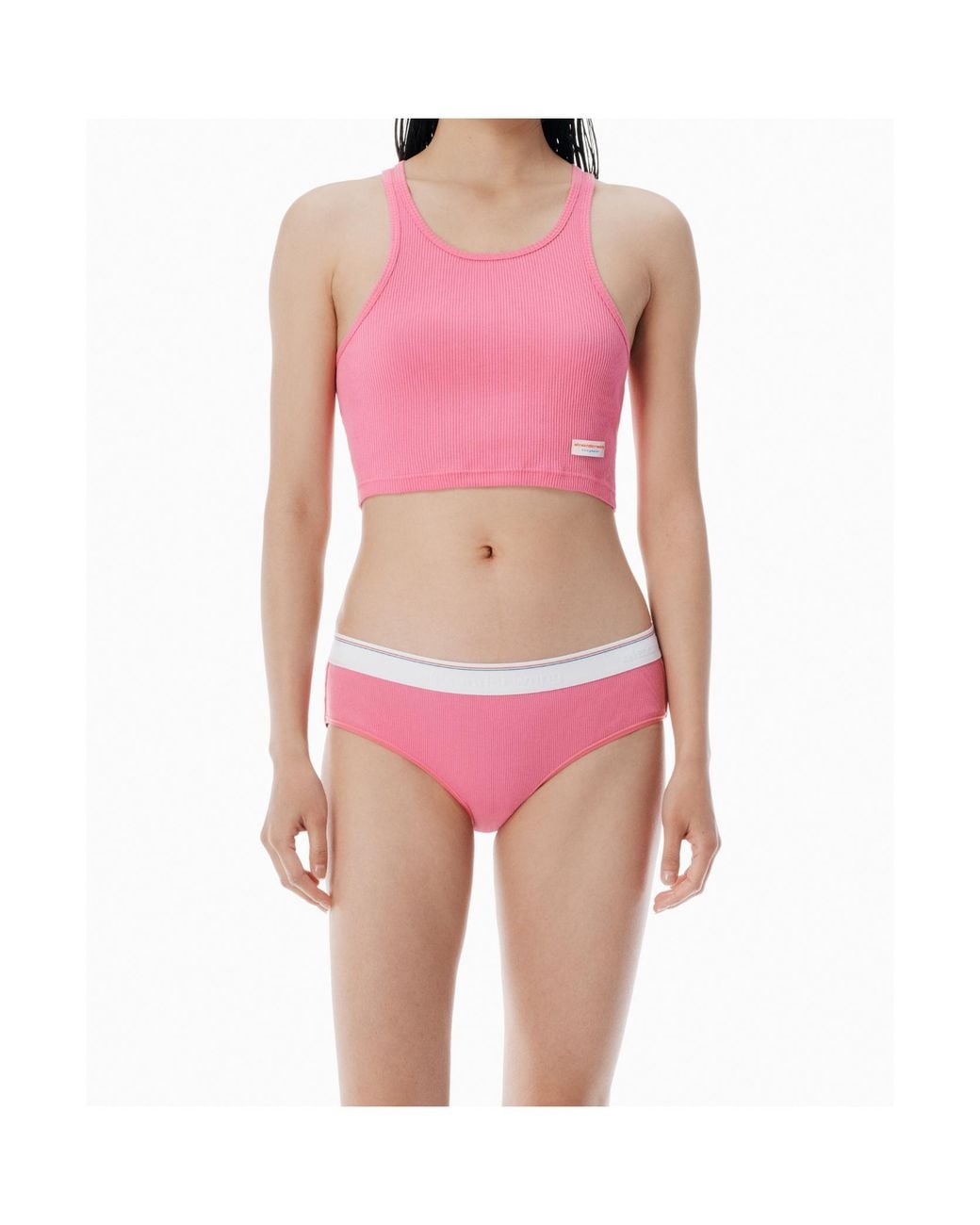 Alexander Wang Pink Classic Ribbed Cotton Racer Tank
