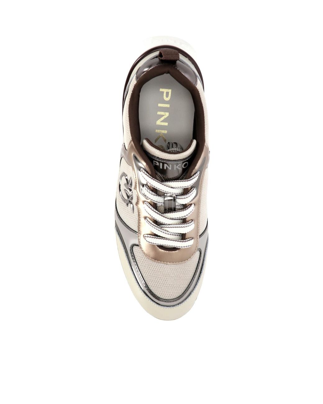 Pinko White Love Birds Panelled Sneakers
