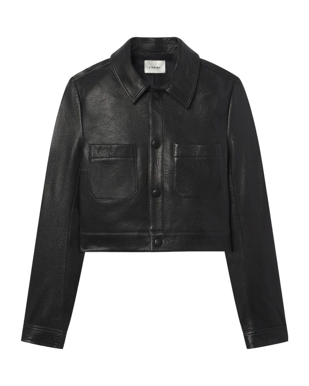 FRAME Black Cropped Button-Front Jacket