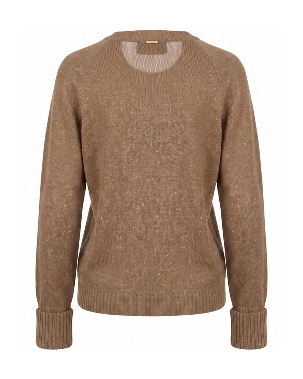 Twinset Brown Flecked-Knit Raglan-Sleeve Sweater