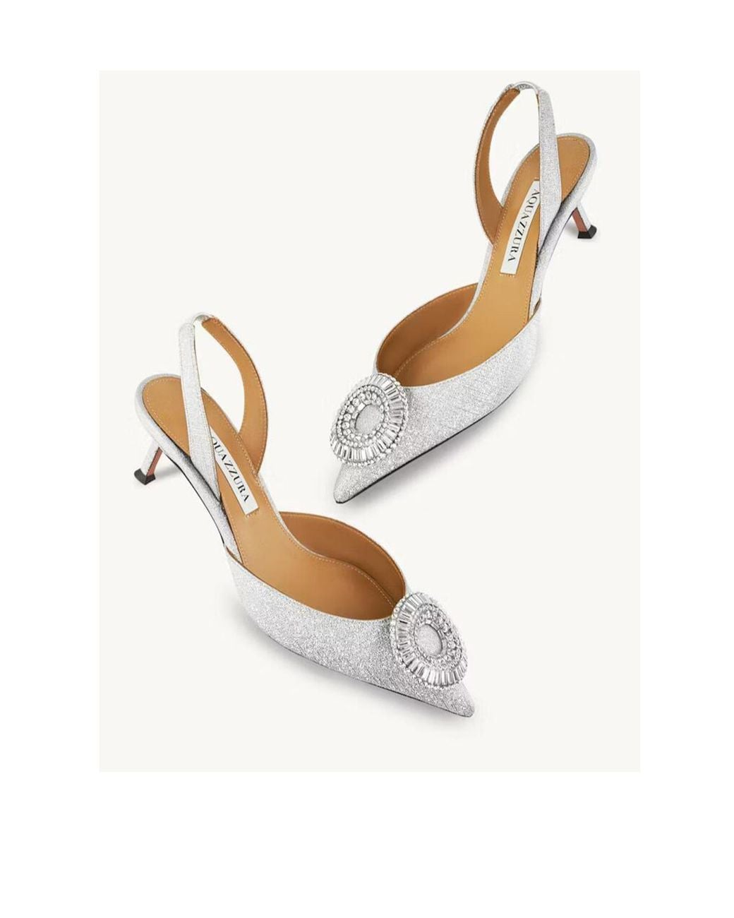 Aquazzura White 105Mm Crystal Hoop Sling Pumps