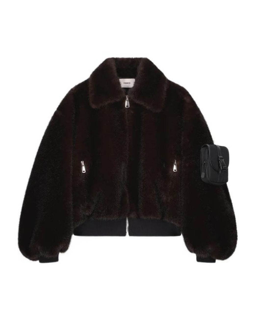 Coperni Black Faux Fur Bomber Jacket