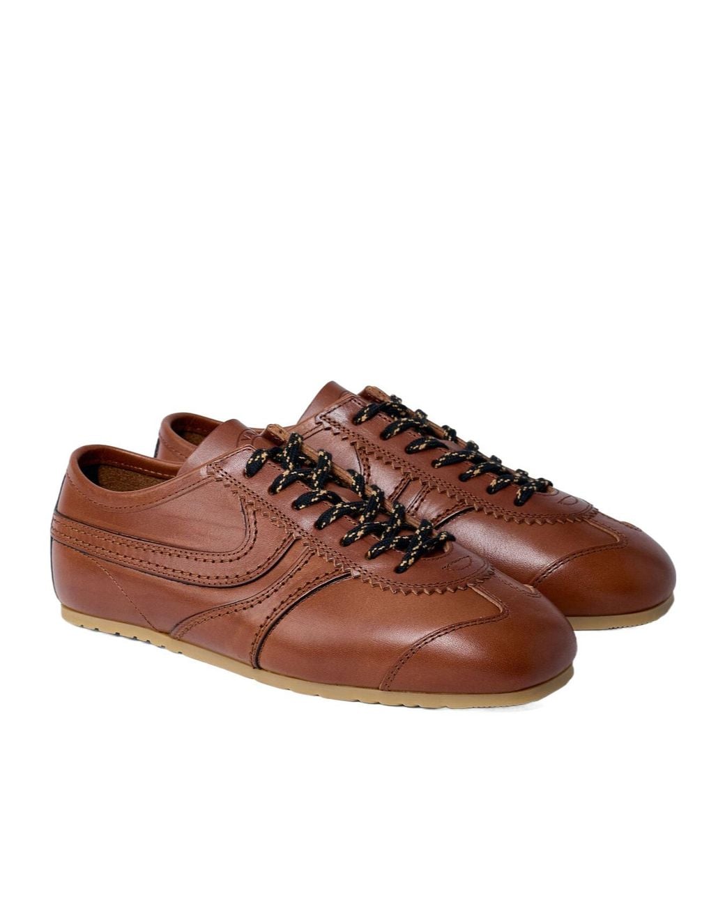 Dries Van Noten Brown Almond Toe Lace-Up Sneakers